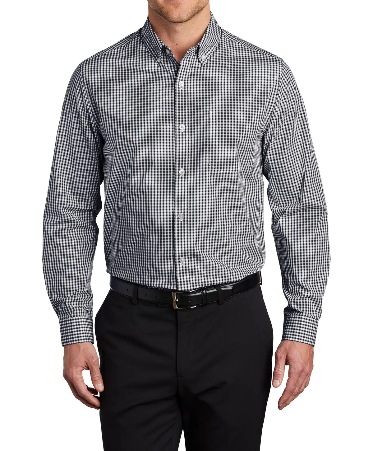 Men's Long Sleeve Broadcloth Gingham Dress Shirt
