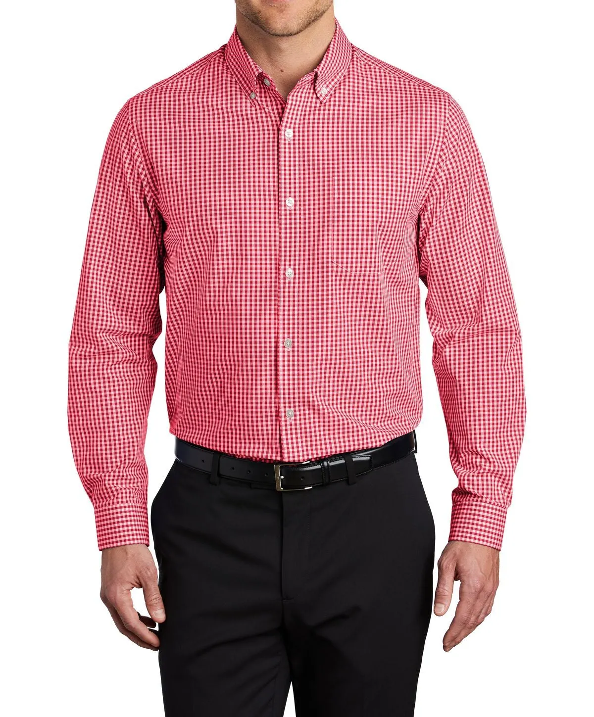 Men's Long Sleeve Broadcloth Gingham Dress Shirt