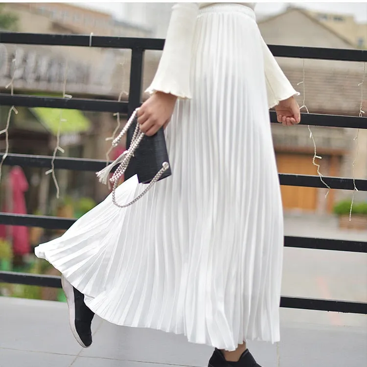 Metallic Pleated Maxi Skirts - 9 Colors