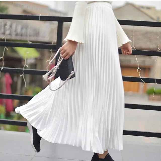 Metallic Pleated Maxi Skirts - 9 Colors