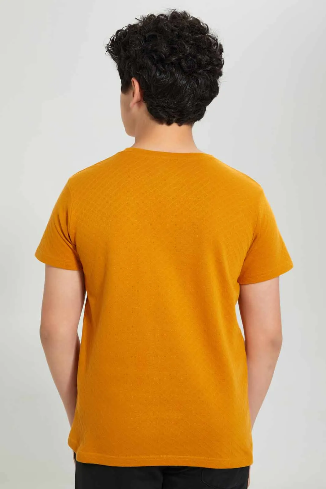 Mustard Jacquard Henley T-Shirt