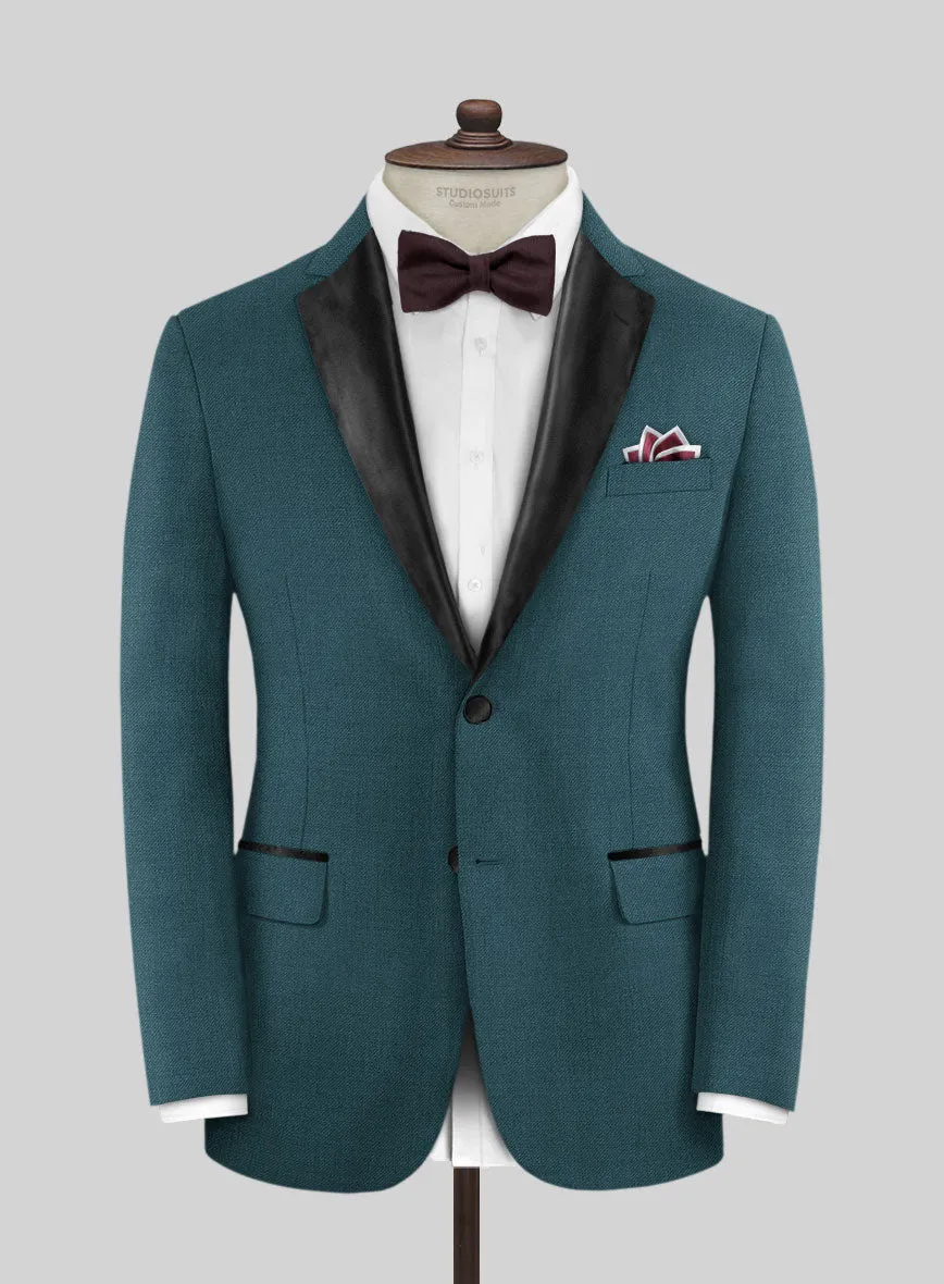 Napolean Stretch Teal Blue Wool Tuxedo Suit