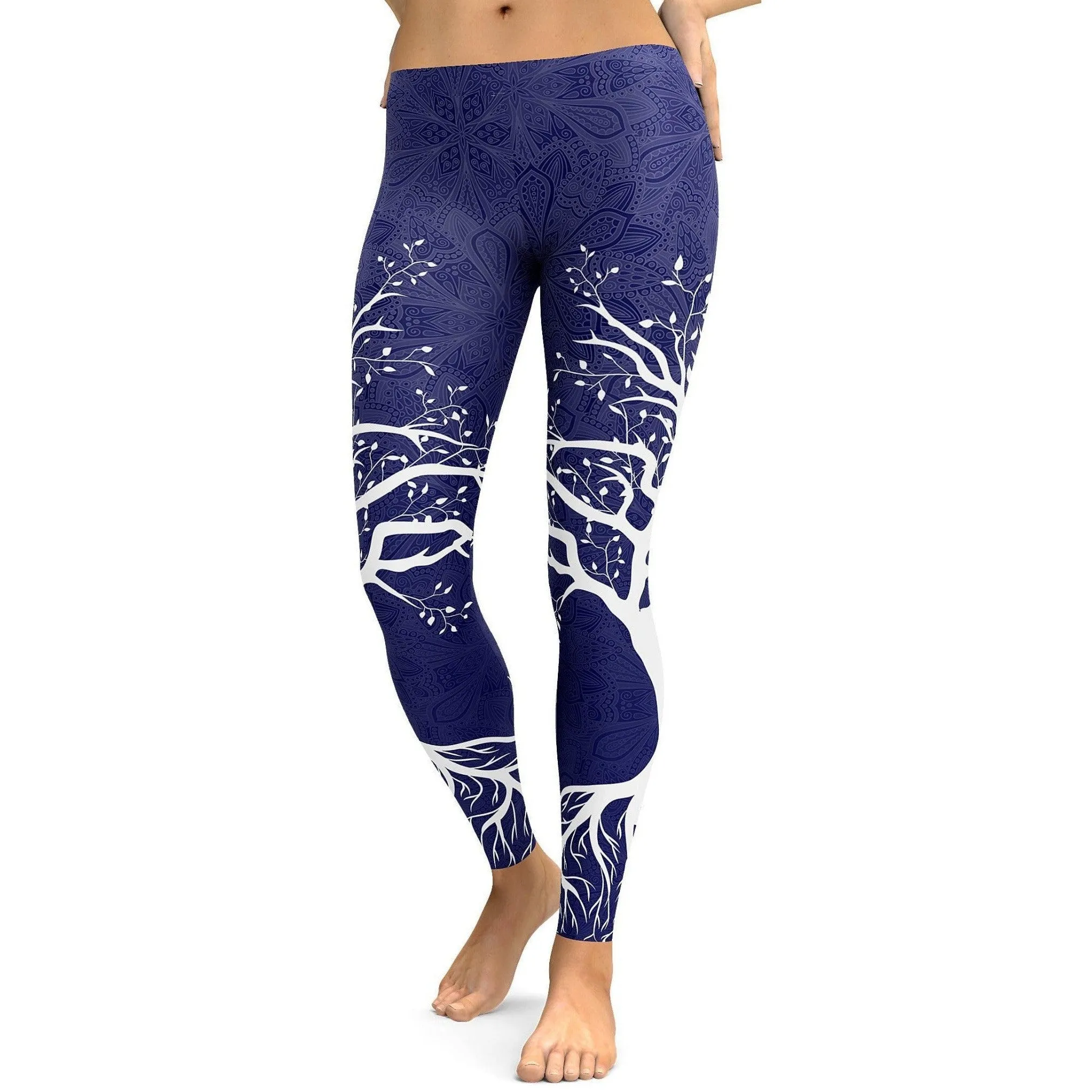 Navy Blue Tree of Life Leggings