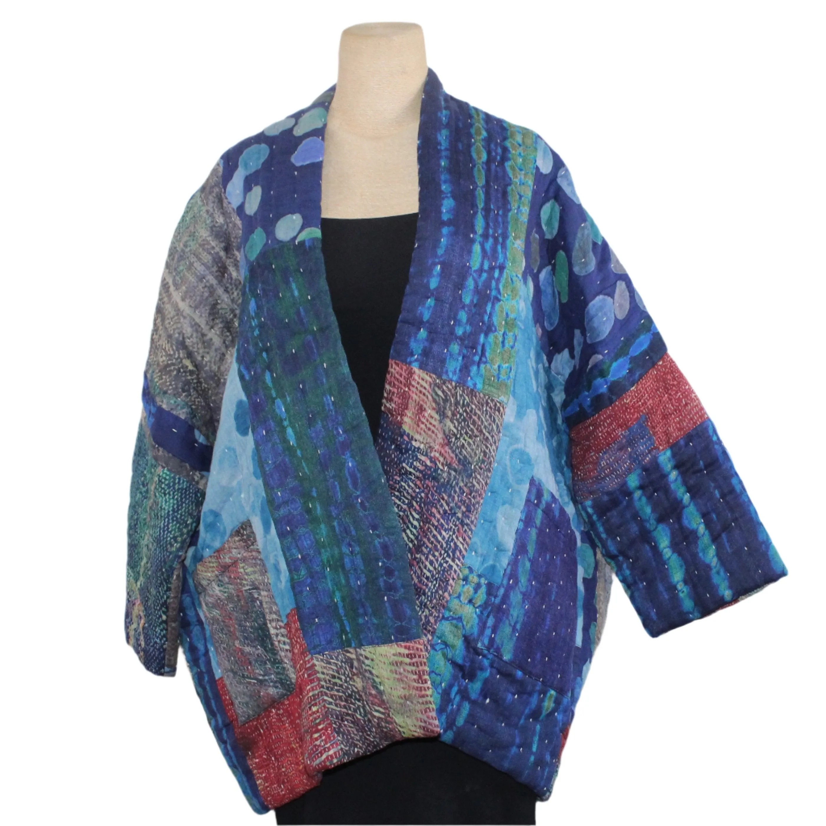 Neeru Kumar Jacket, Patch, Blue/Multi-Color M/L