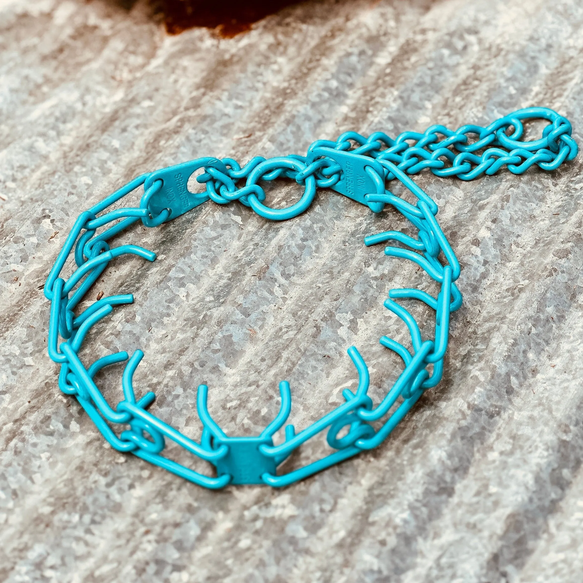 Neon Blue Custom Powder Coated Herm Sprenger Prong Collar for Dogs