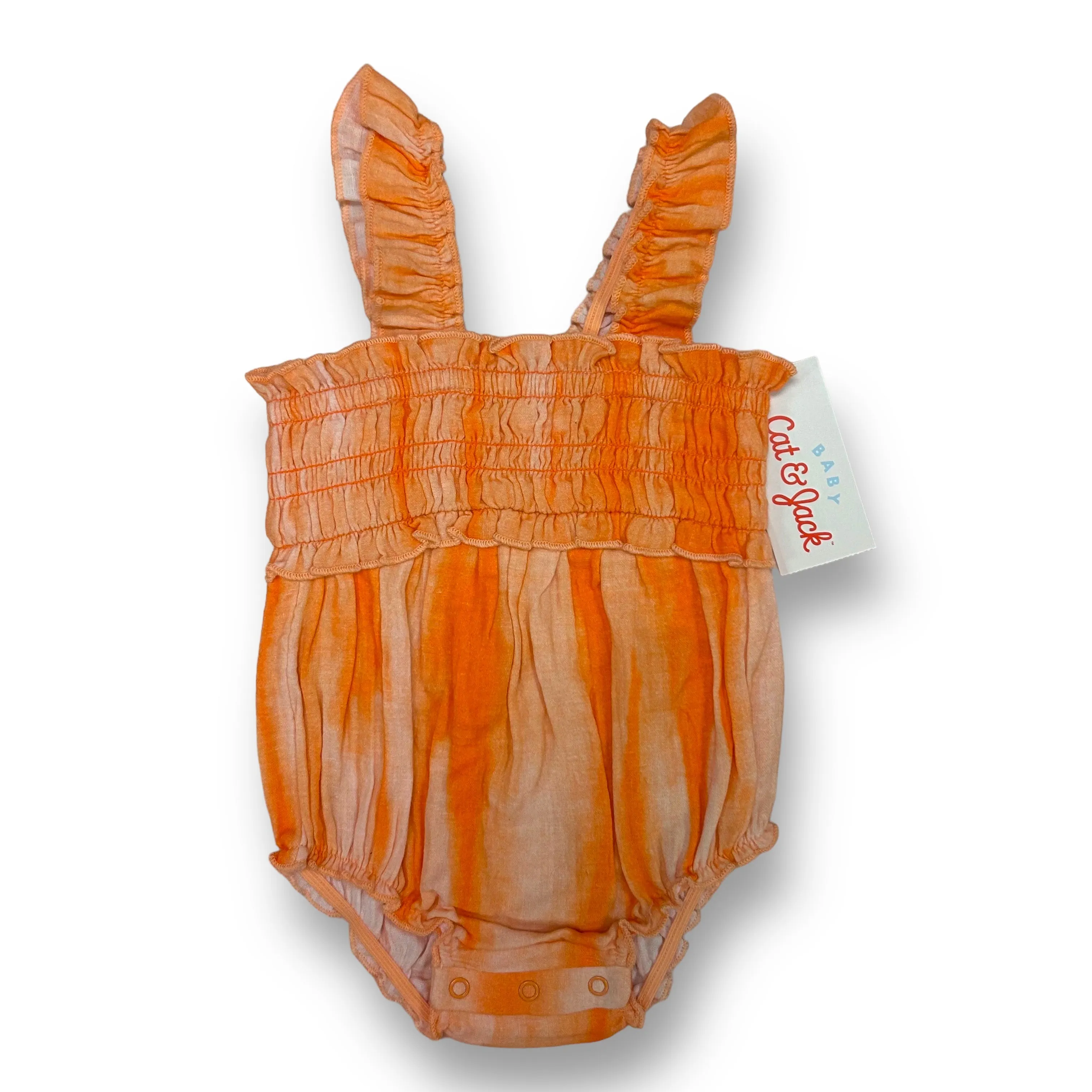 NEW! Girls Cat & Jack Size 0-3 Months Orange Spaghetti Strap Snap Bottom Romper
