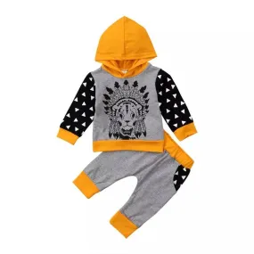 Newborn Unisex Indian Wolf Hoodie Romper Outfit