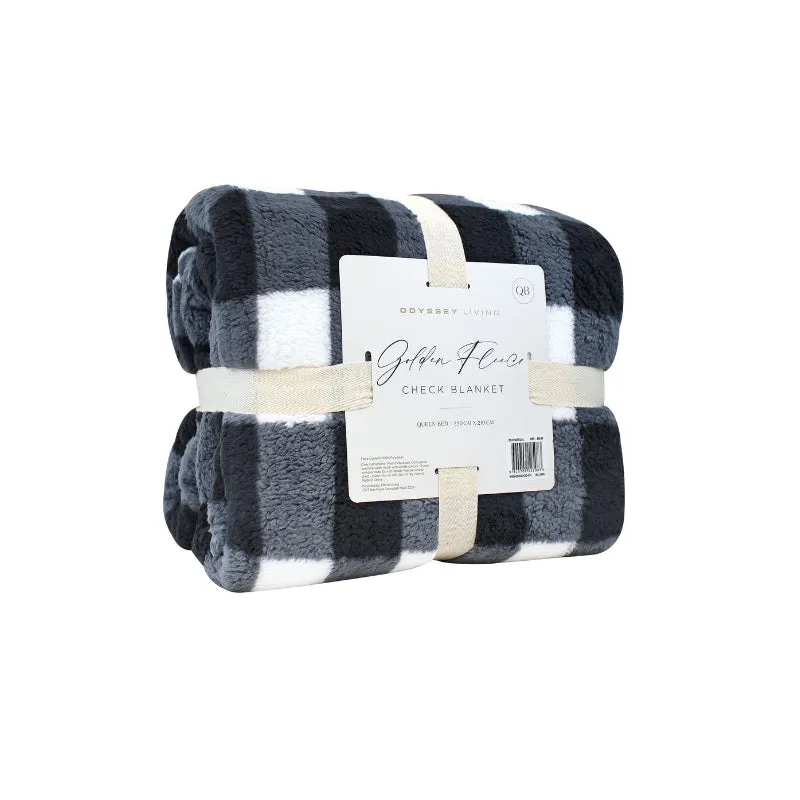 Odyssey Living Golden Fleece Check Blanket