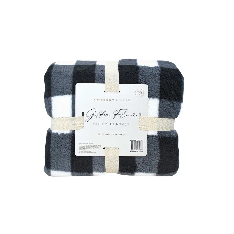 Odyssey Living Golden Fleece Check Blanket