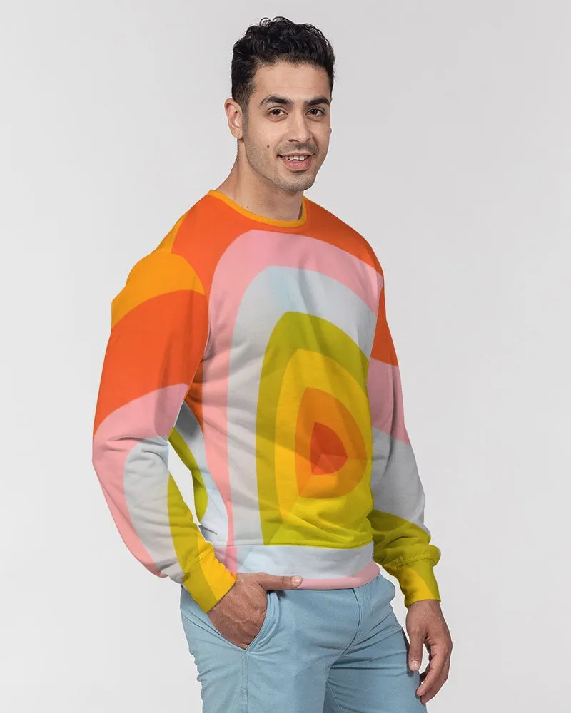 Orange Vortex Men's French Terry Pullover Sweatshirt