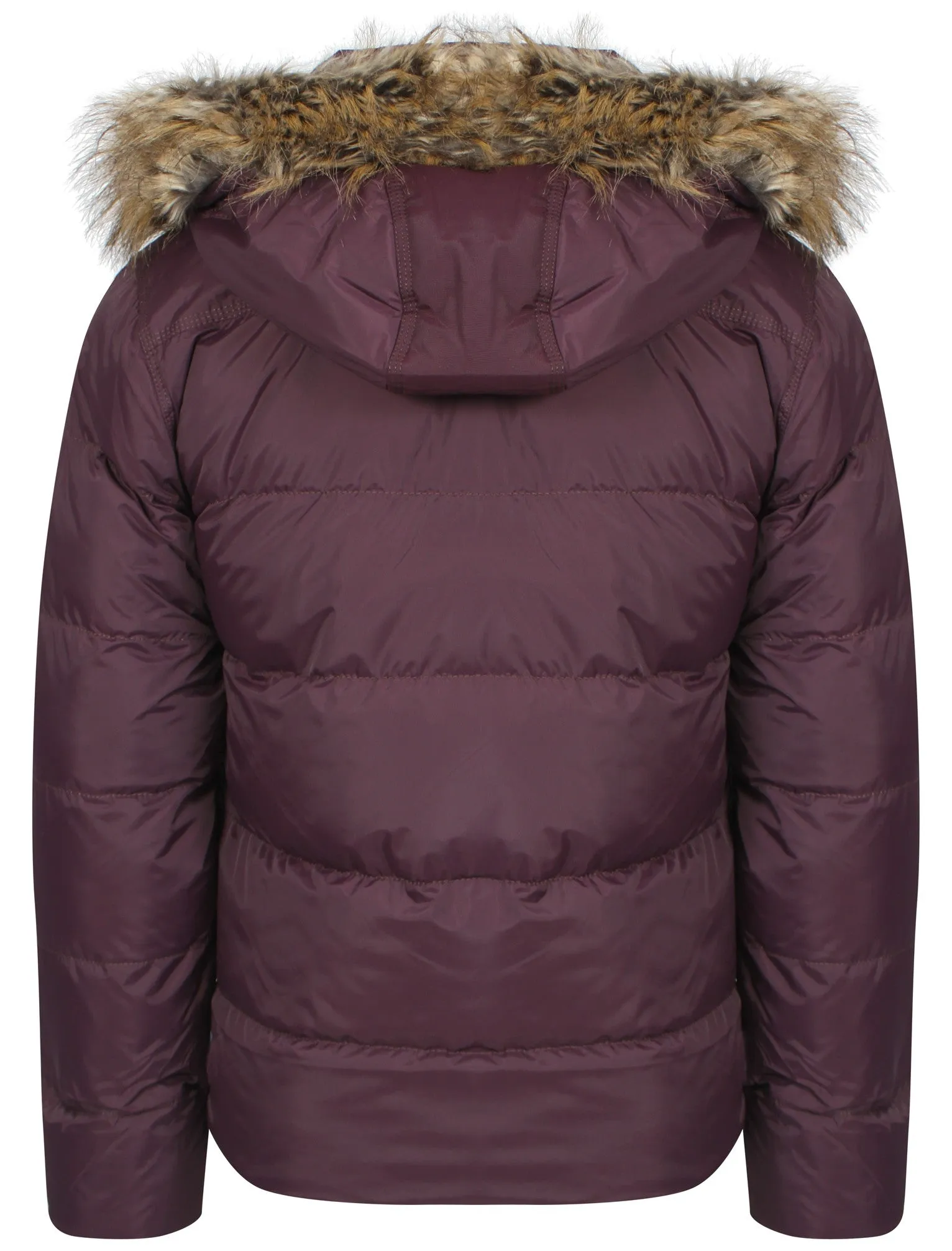 Padded detachable hooded coat in Aubergine - Dissident