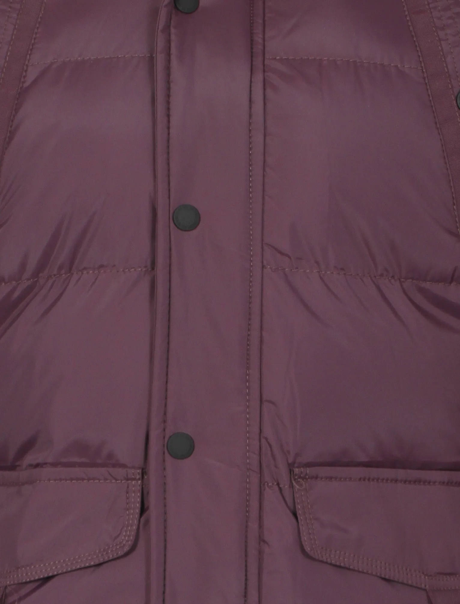 Padded detachable hooded coat in Aubergine - Dissident