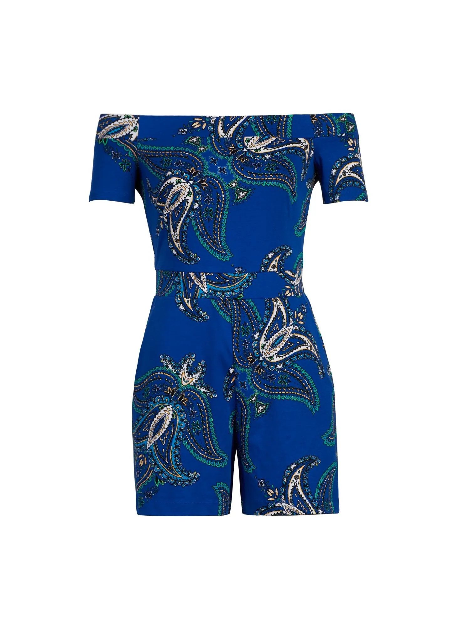 Paisley Print Off-Shoulder Romper