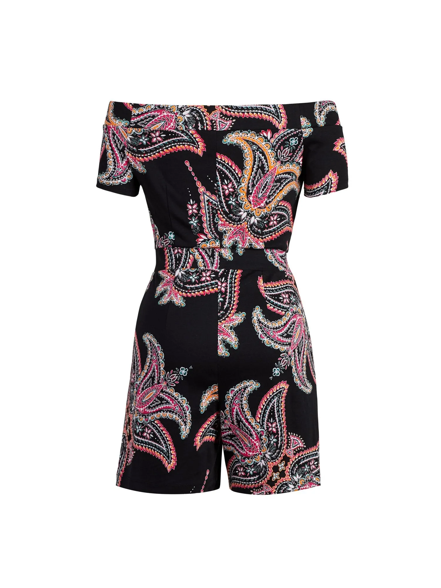Paisley Print Off-Shoulder Romper