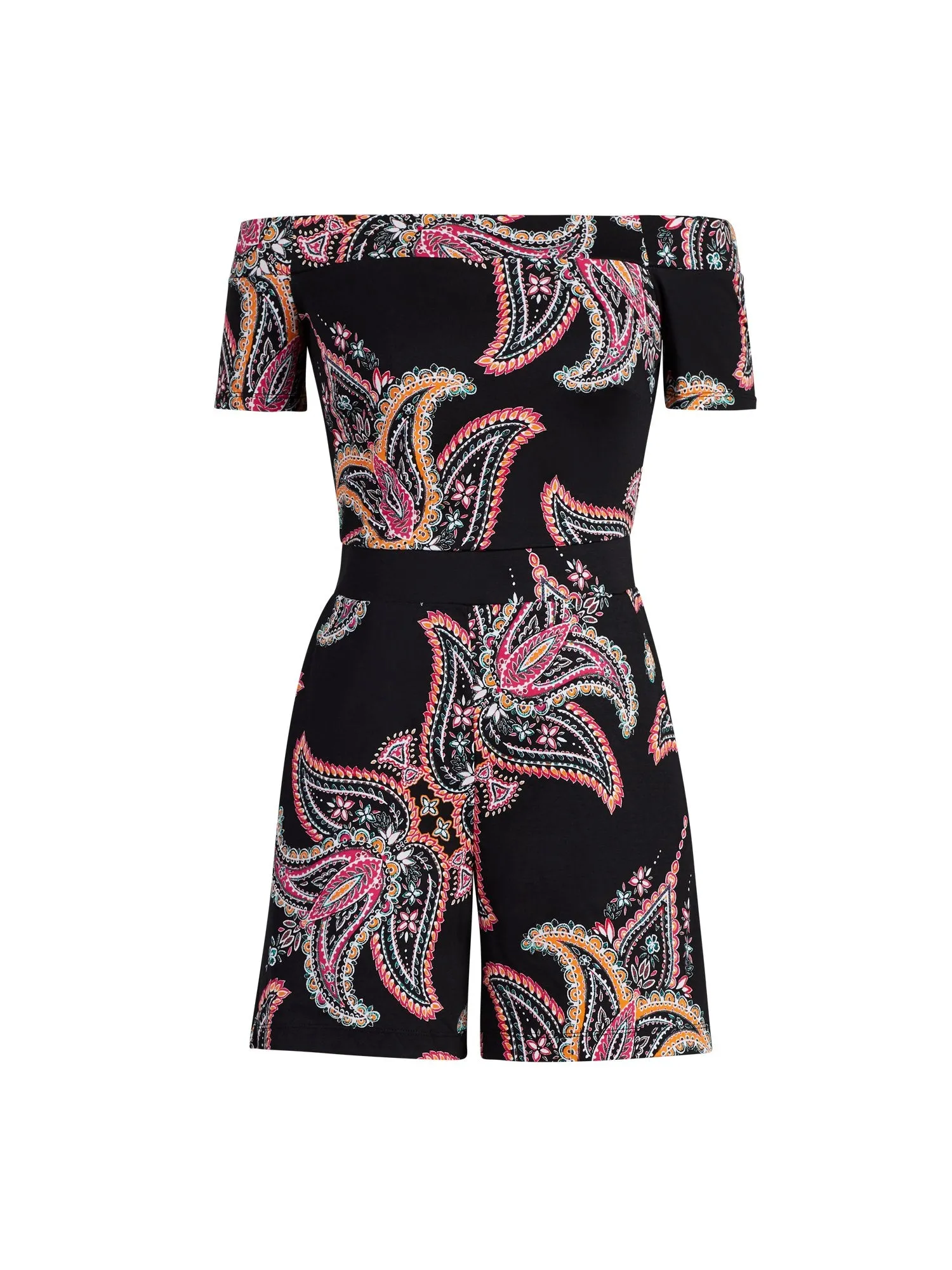 Paisley Print Off-Shoulder Romper
