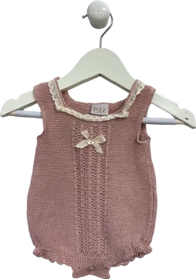 Paz Rodriguez Pink Knitted Baby Romper 3M