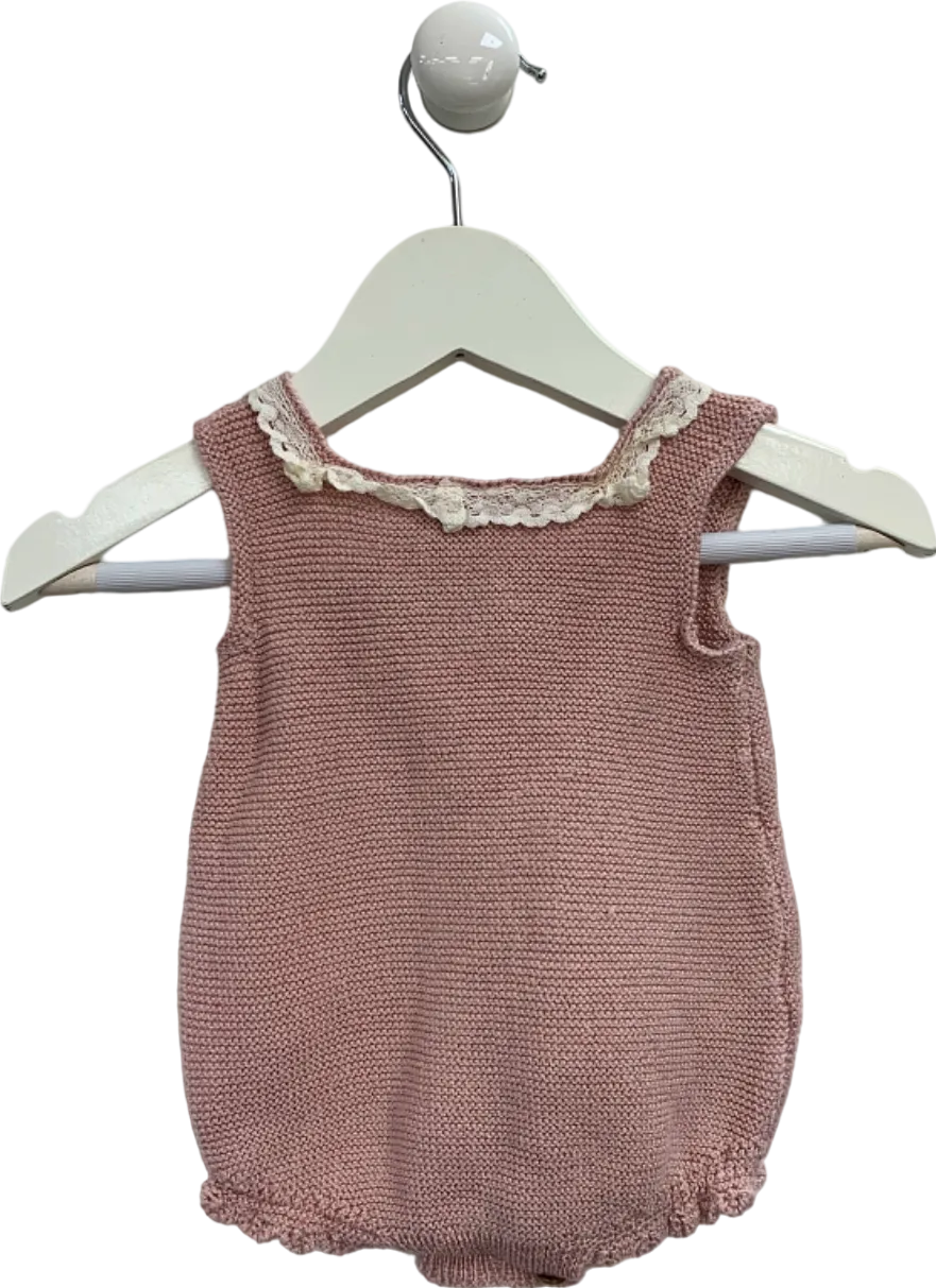 Paz Rodriguez Pink Knitted Baby Romper 3M