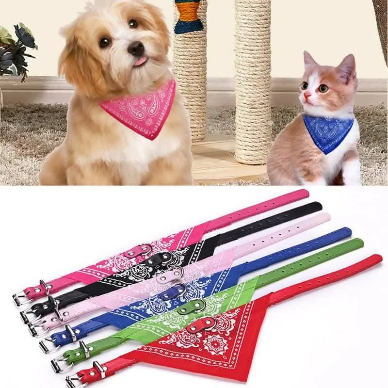 PetGains PGSD Triangle Bandana Scarf Pet Collar with Adjustable PU Leather Neckerchief (XL)- Purple