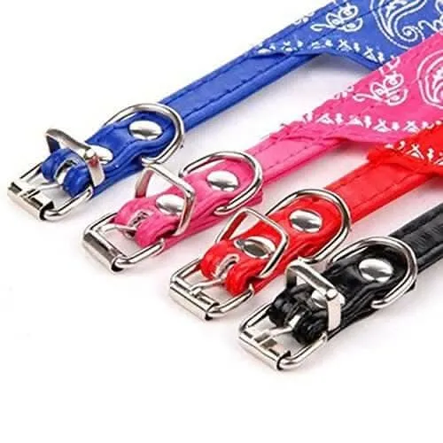 PetGains PGSD Triangle Bandana Scarf Pet Collar with Adjustable PU Leather Neckerchief (XL)- Purple