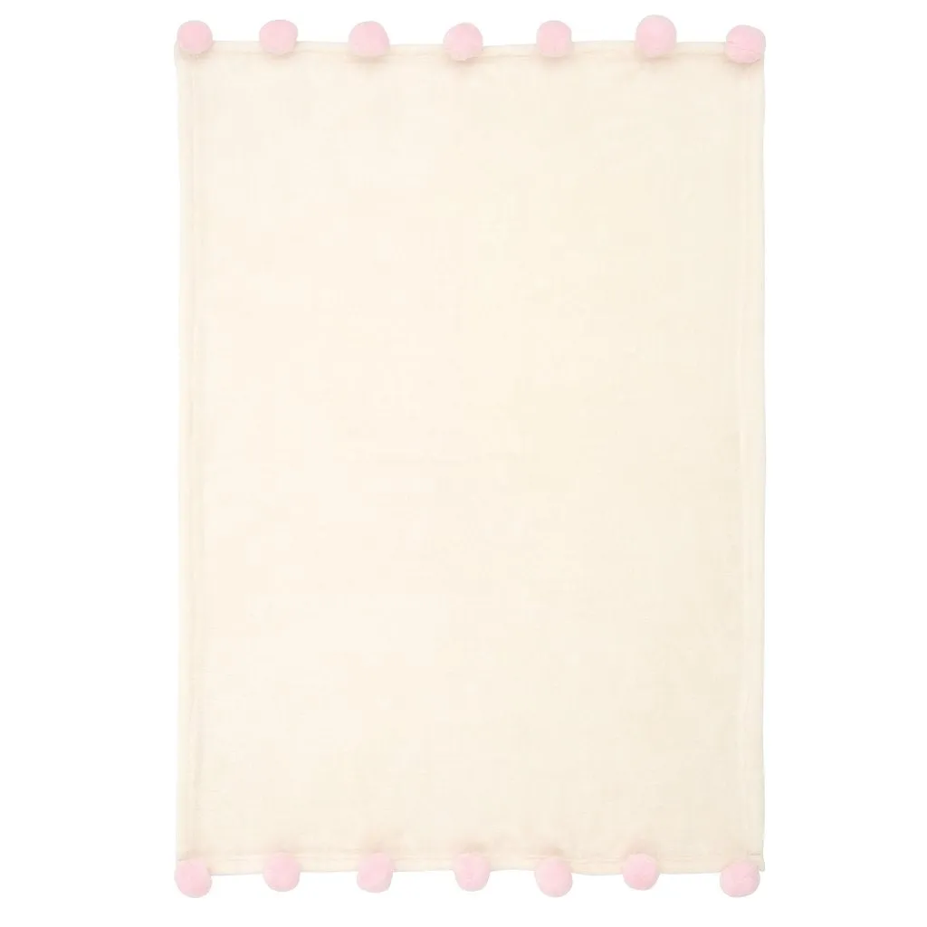 Pink Pom Fleece Baby Stroller Blanket