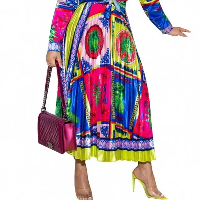 Pleated Multi Colored Skirt Set