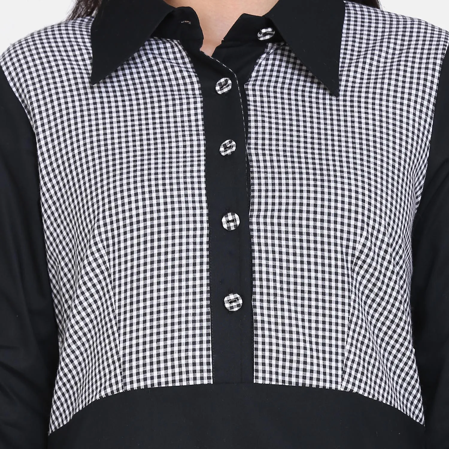 PowerSutra Women's Black Cotton Shirt Dress