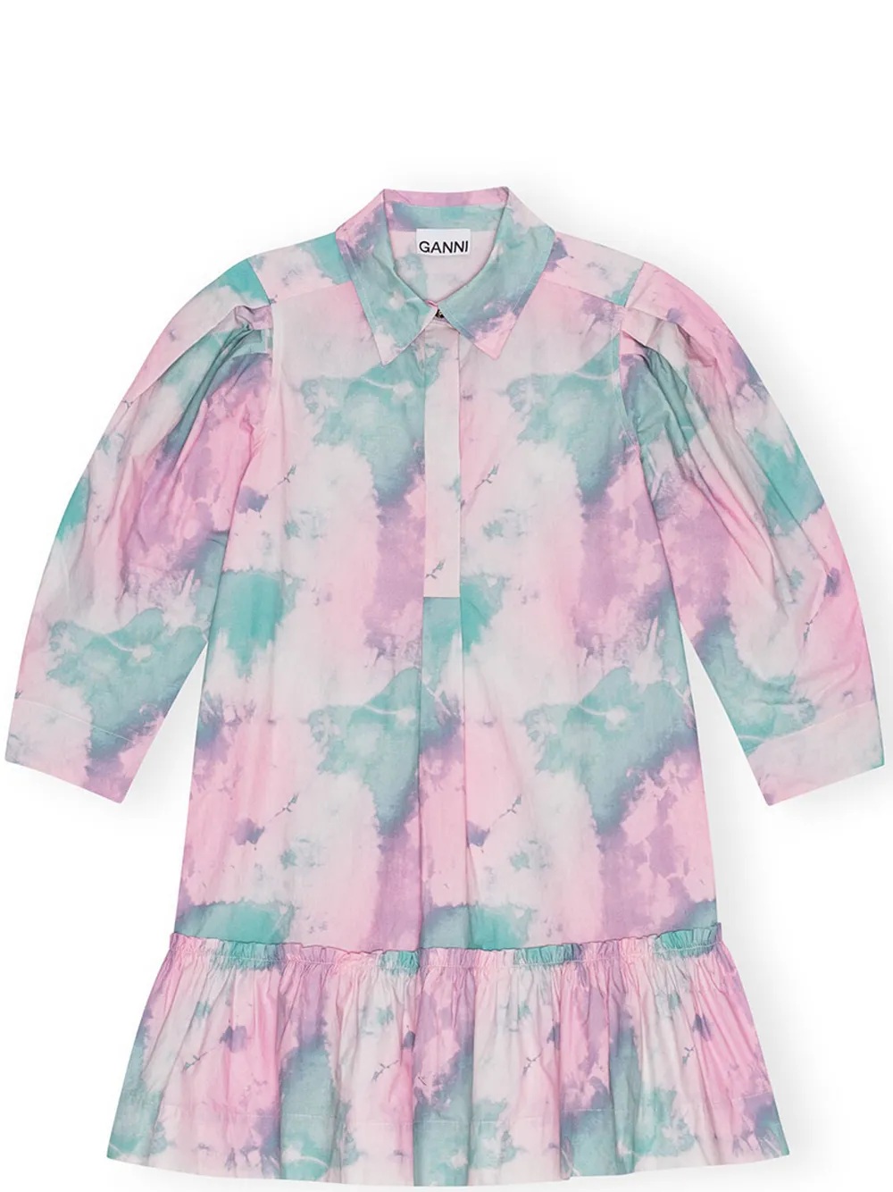 Printed Cotton Mini Shirt Dress