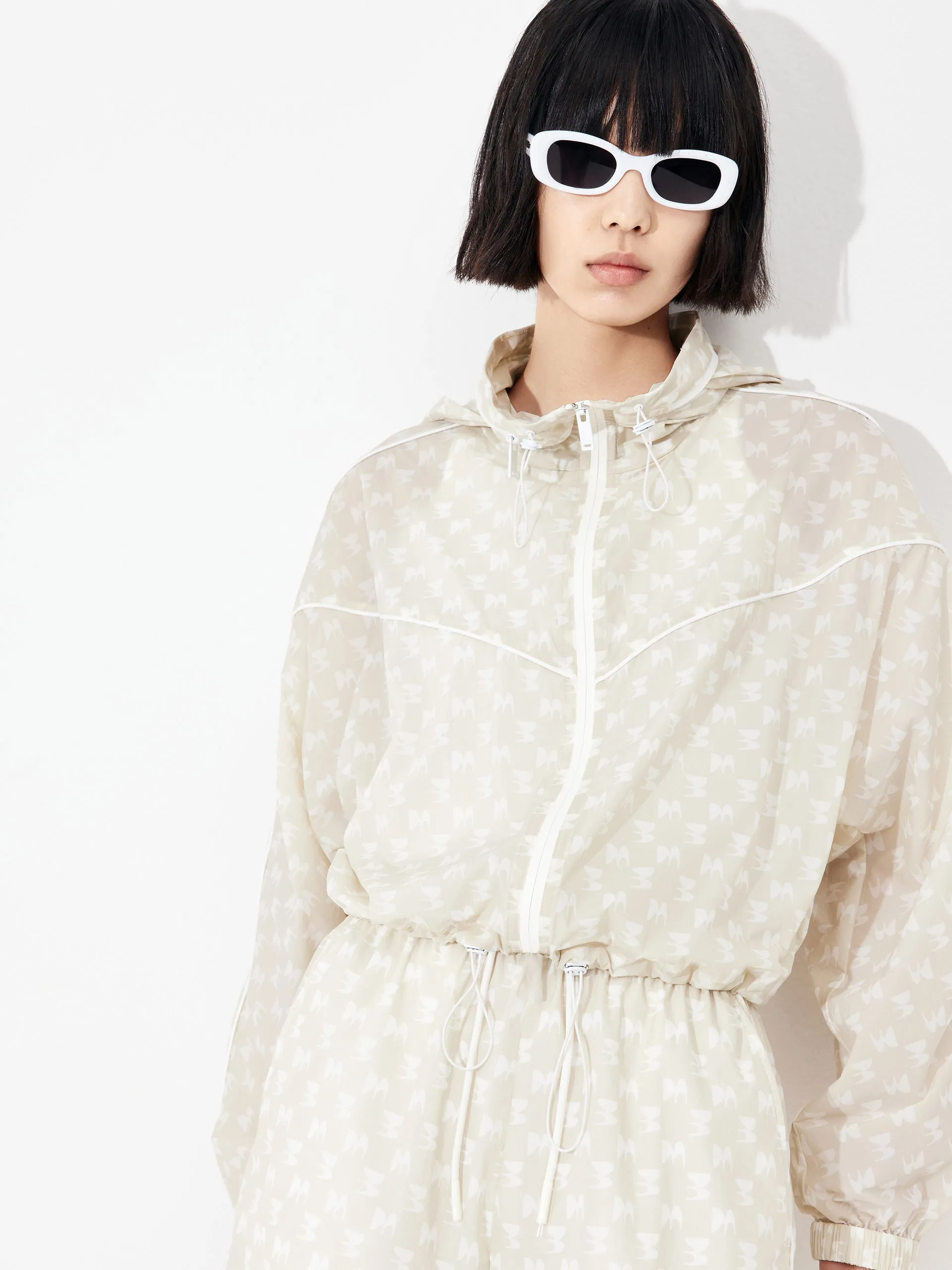 Printed Sheer Hoodie Jacket