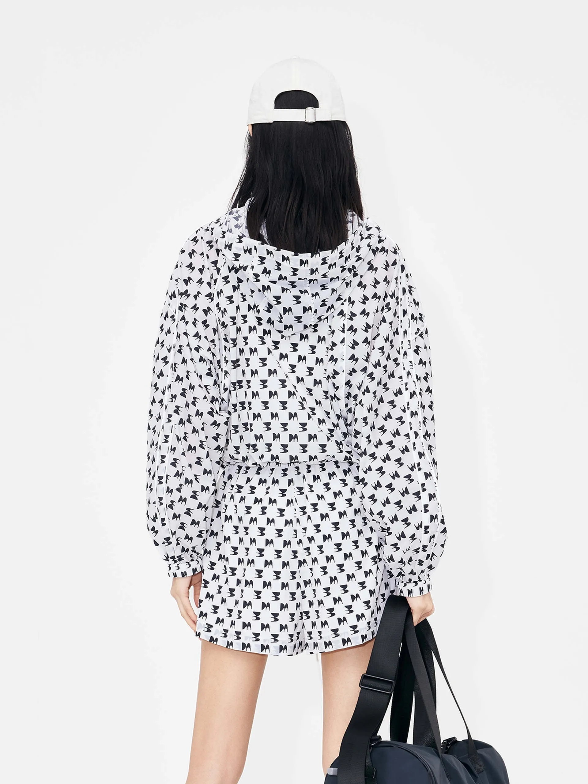 Printed Sheer Hoodie Jacket