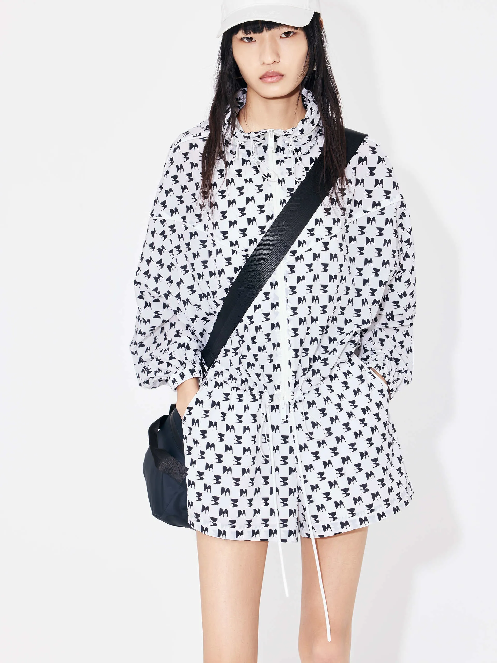 Printed Sheer Hoodie Jacket