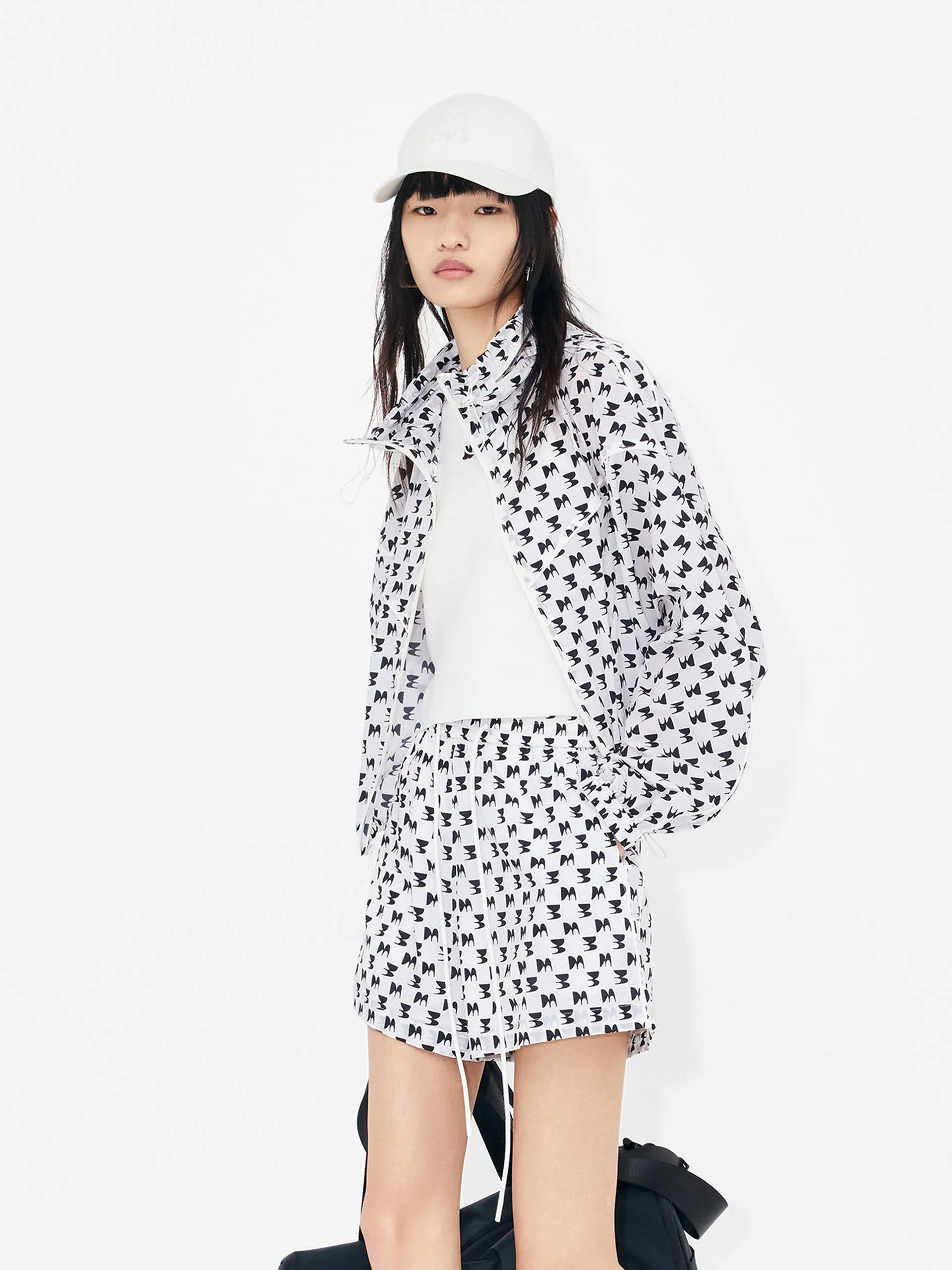 Printed Sheer Hoodie Jacket