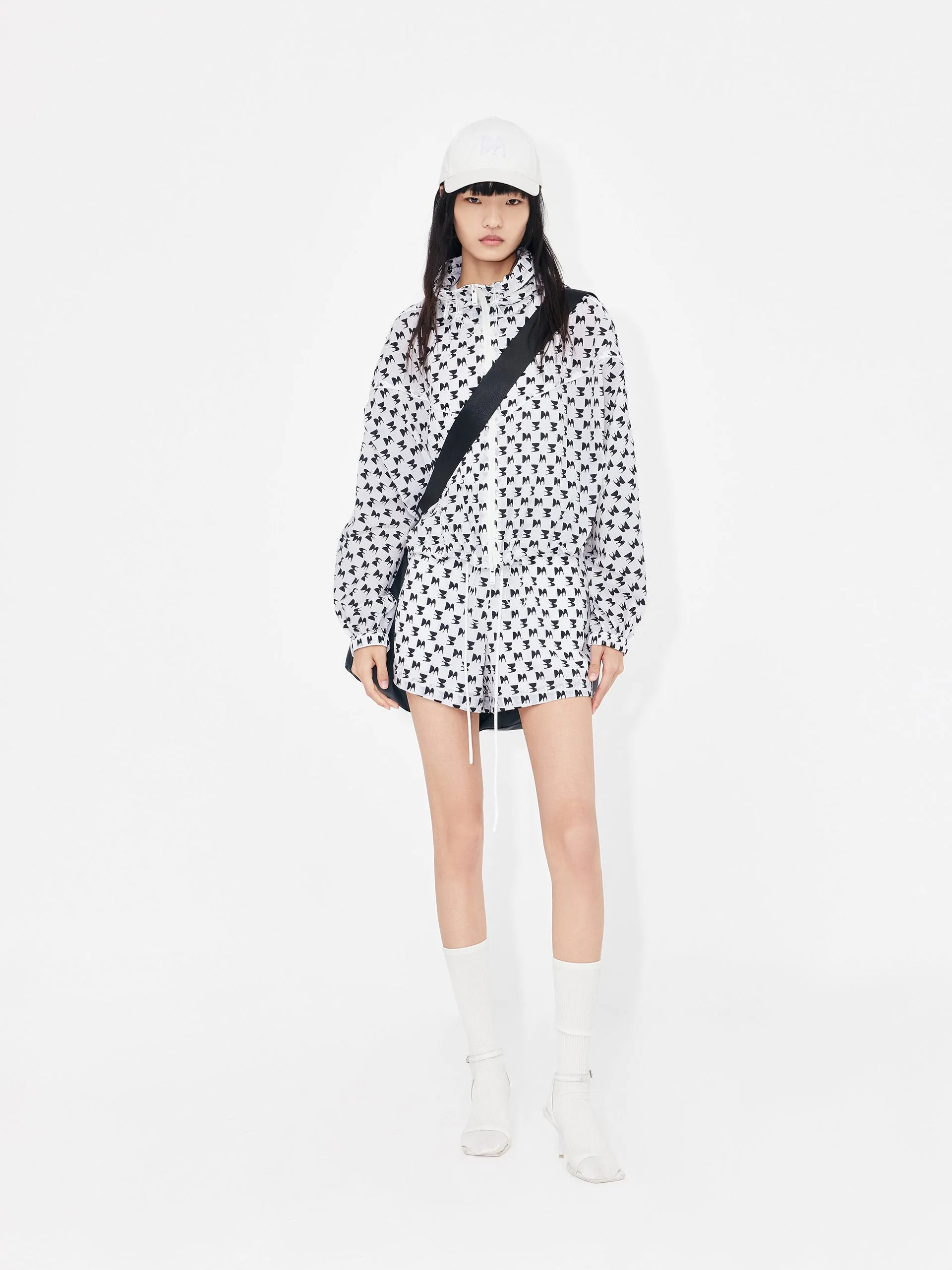 Printed Sheer Hoodie Jacket