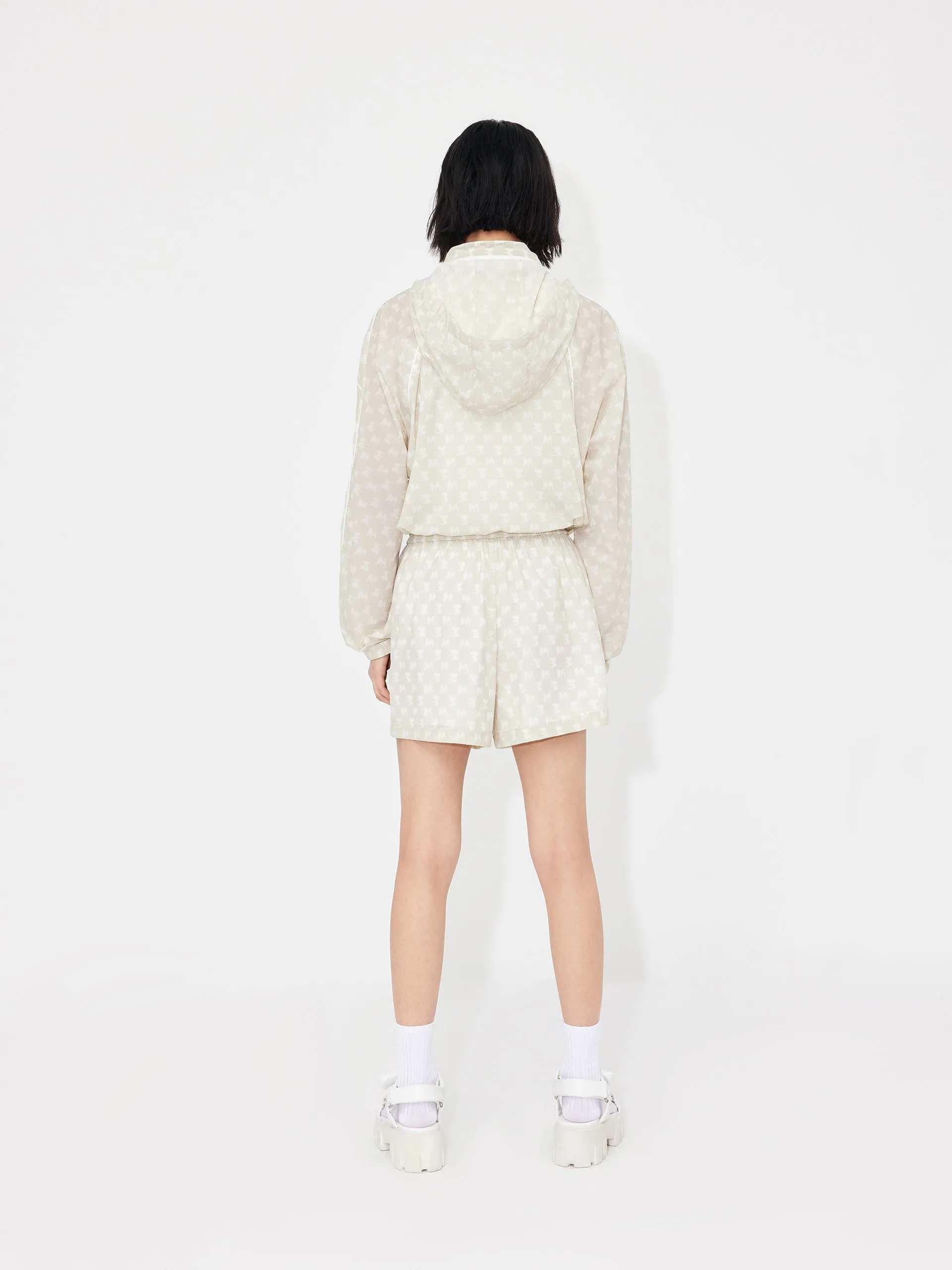 Printed Sheer Hoodie Jacket