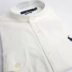 PRL bishop collar men's dress Shirt | White