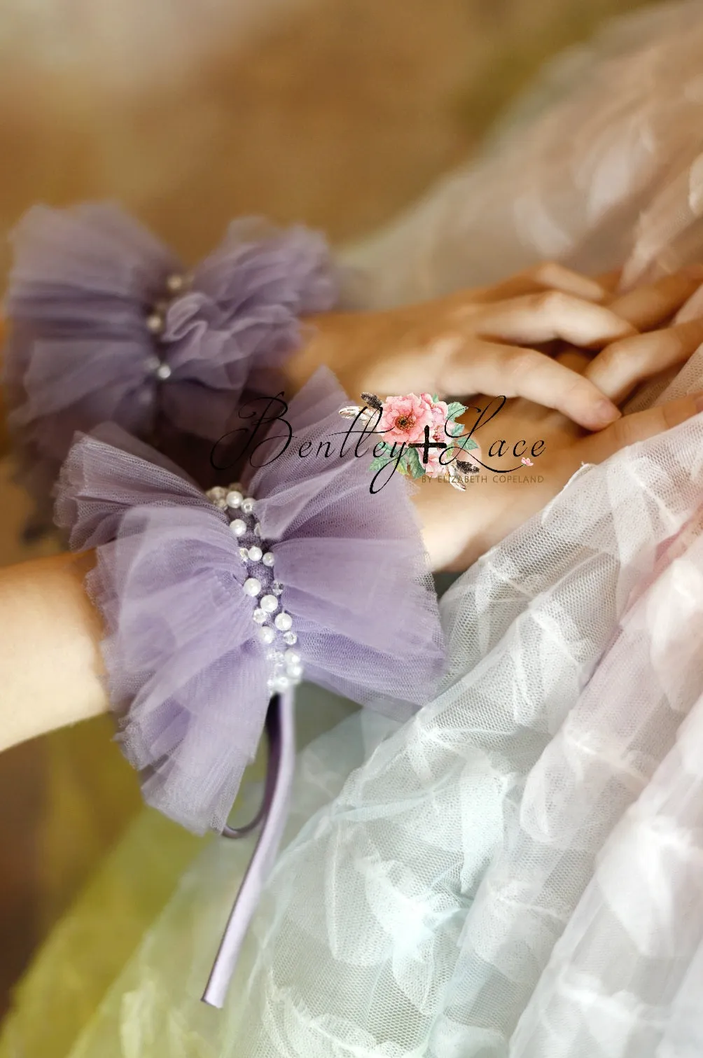 Purple Tulle Wrist Cuffs