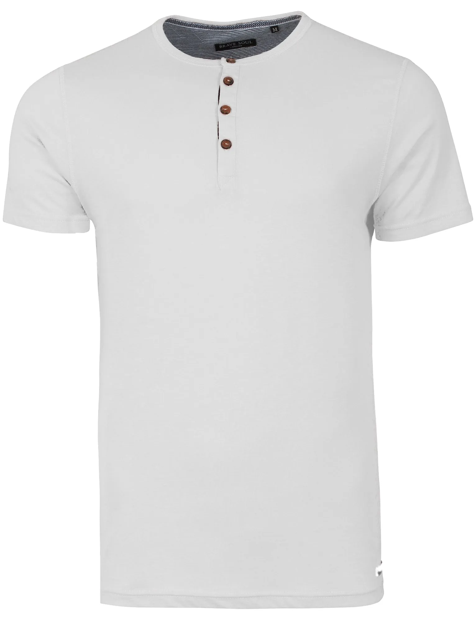 Quartz Henley Neck Short Sleeve Cotton T-Shirt In White