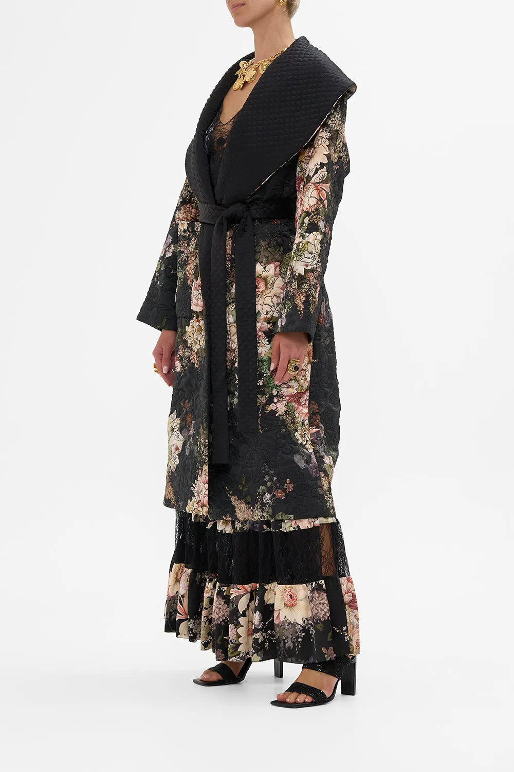 QUILTED LONG WRAP COAT DYNASTY DAZE