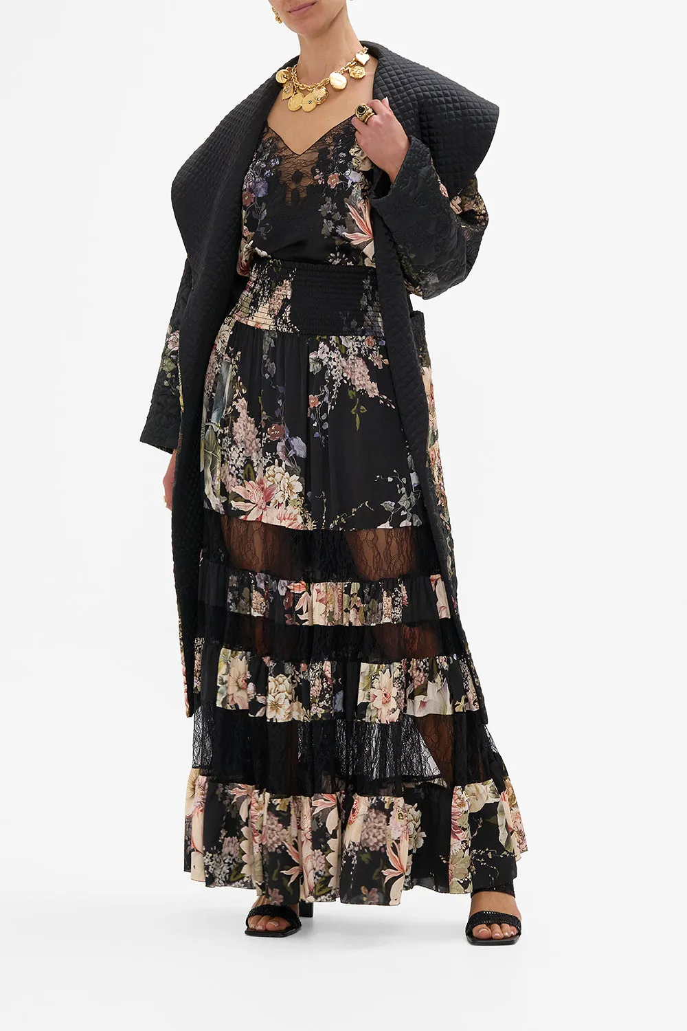 QUILTED LONG WRAP COAT DYNASTY DAZE