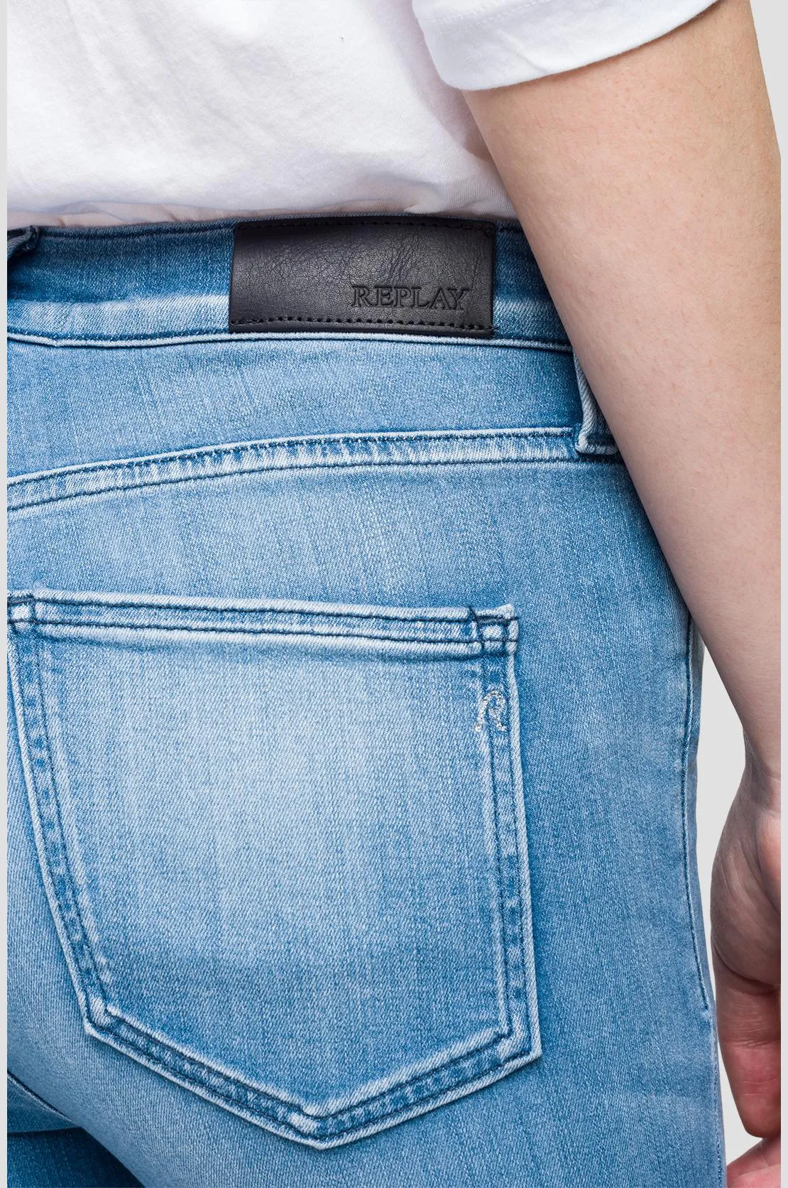 Replay Womens Touch Super High Waist Skinny Jeans, WA642 247 T44 010, Blue Power Stretch Denim