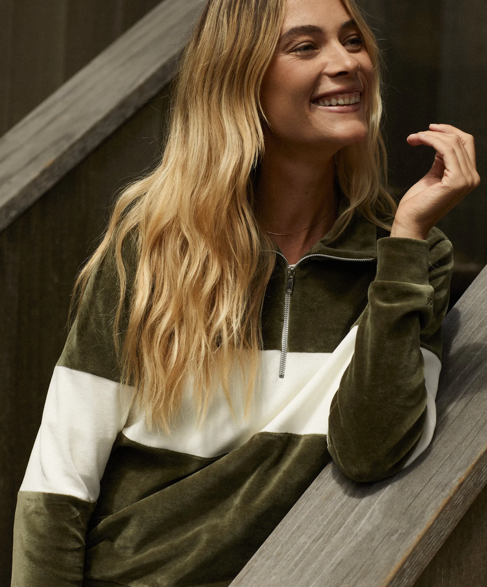 Ronan Velour Zip Pullover - Outerworn