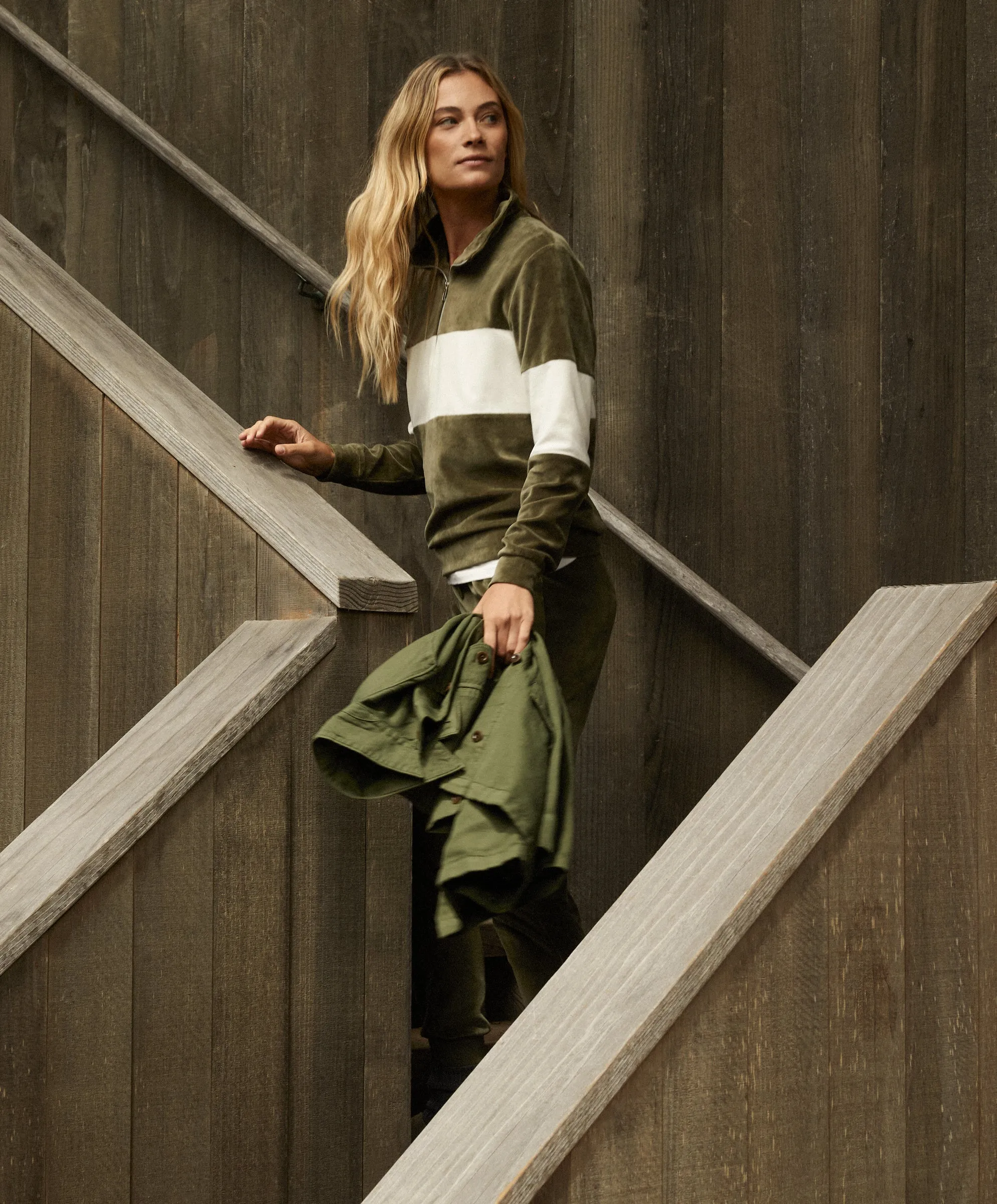 Ronan Velour Zip Pullover - Outerworn