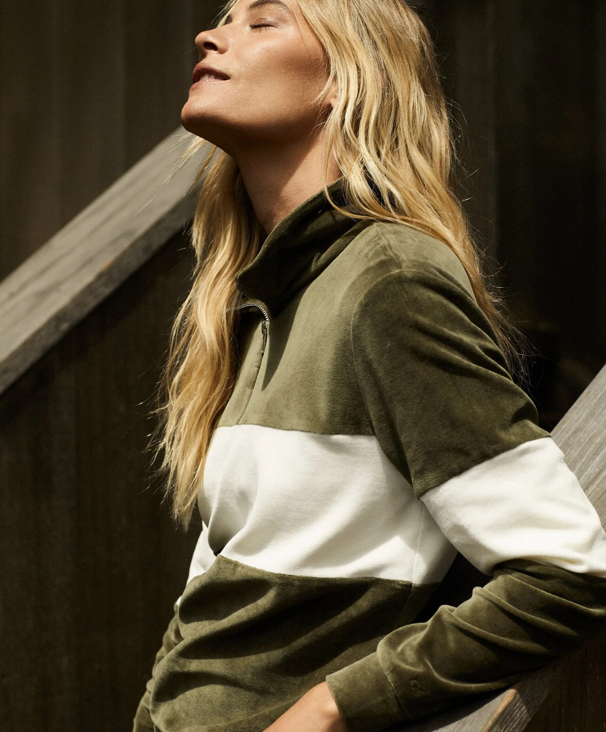 Ronan Velour Zip Pullover - Outerworn