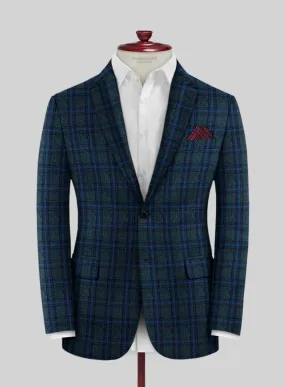 Scabal Blue Checks Wool Jacket