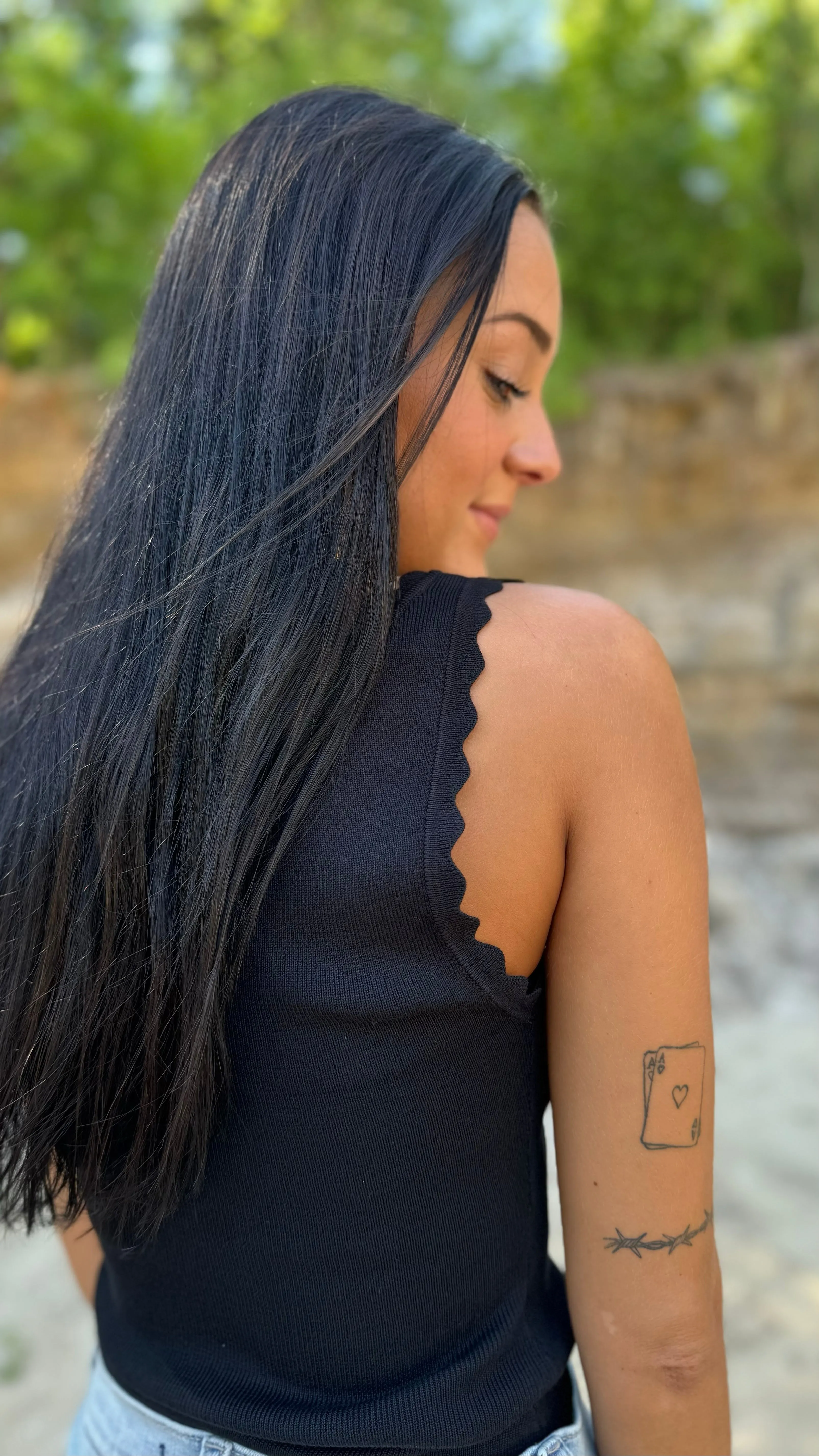 Scalloped Sleeveless Knit Crop Top Available in 3 Colors