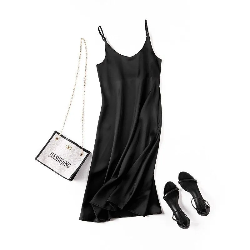 Silk Dress | Women Satin Dress | Simple Silk Dress | Satin Midi Dress | Shiny Sundress Dress | Midi silk slip dress | Spaghetti Strap Dress