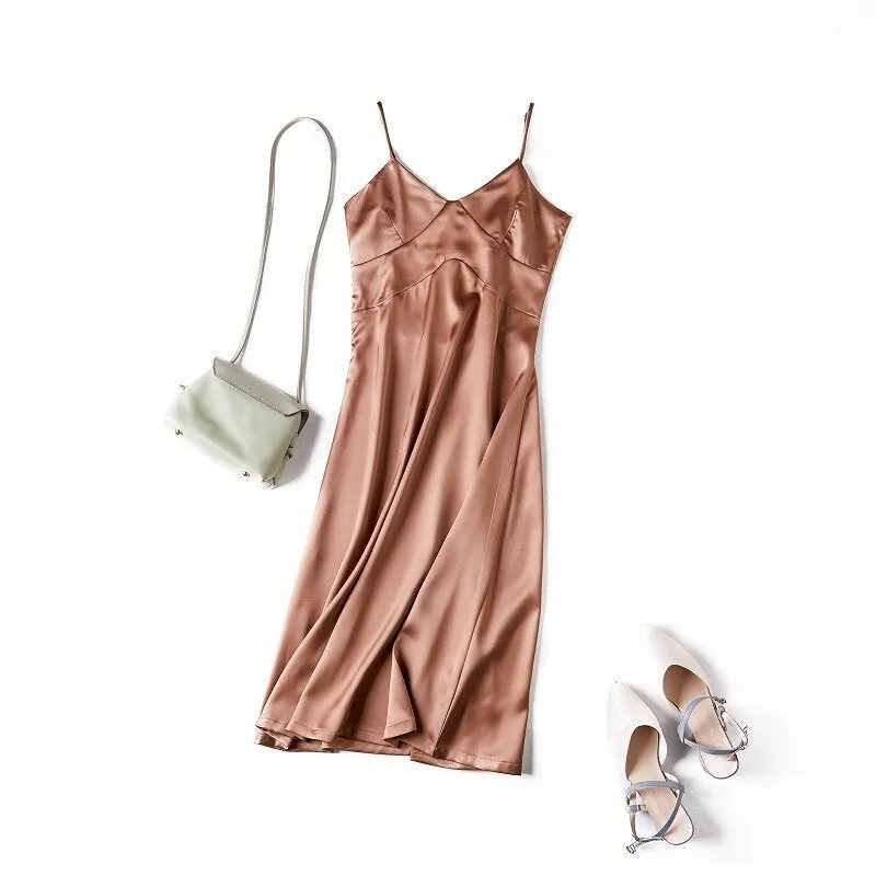 Silk Dress | Women Satin Dress | Simple Silk Dress | Satin Midi Dress | Shiny Sundress Dress | Midi silk slip dress | Spaghetti Strap Dress