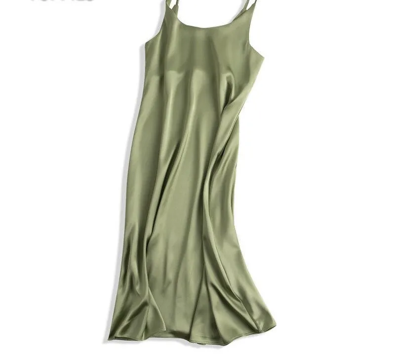 Silk Dress | Women Satin Dress | Simple Silk Dress | Satin Midi Dress | Shiny Sundress Dress | Midi silk slip dress | Spaghetti Strap Dress