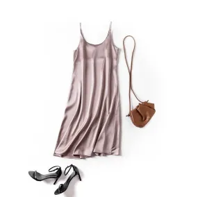Silk Dress | Women Satin Dress | Simple Silk Dress | Satin Midi Dress | Shiny Sundress Dress | Midi silk slip dress | Spaghetti Strap Dress