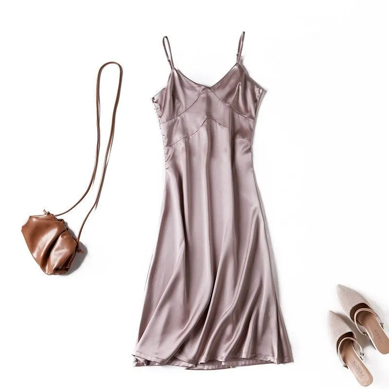 Silk Dress | Women Satin Dress | Simple Silk Dress | Satin Midi Dress | Shiny Sundress Dress | Midi silk slip dress | Spaghetti Strap Dress