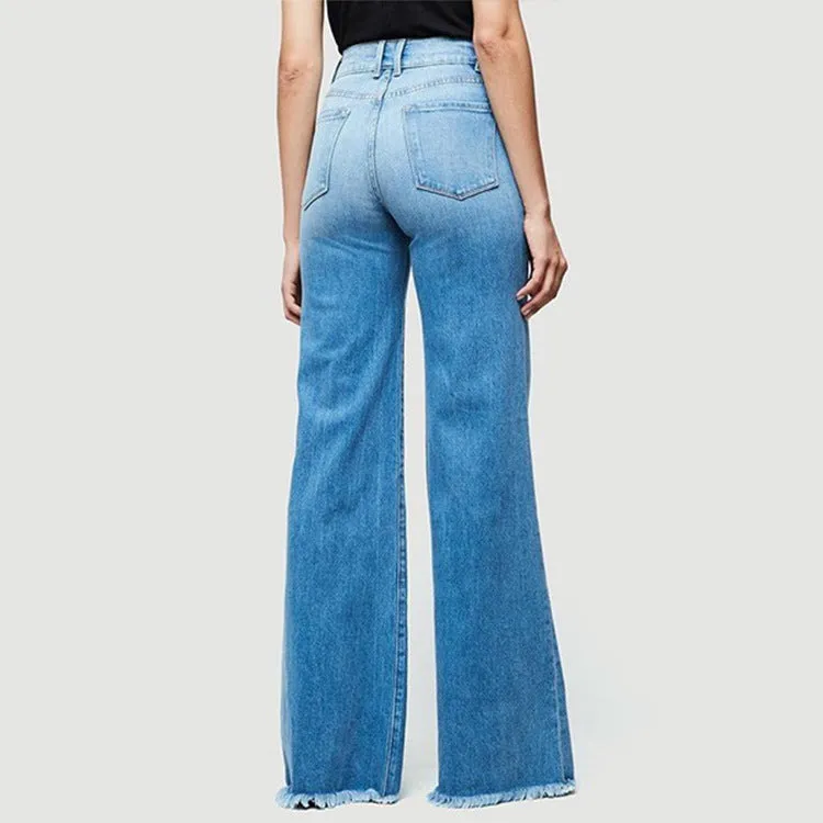Slim fit flared trousers denim trousers -  Women's Bottom